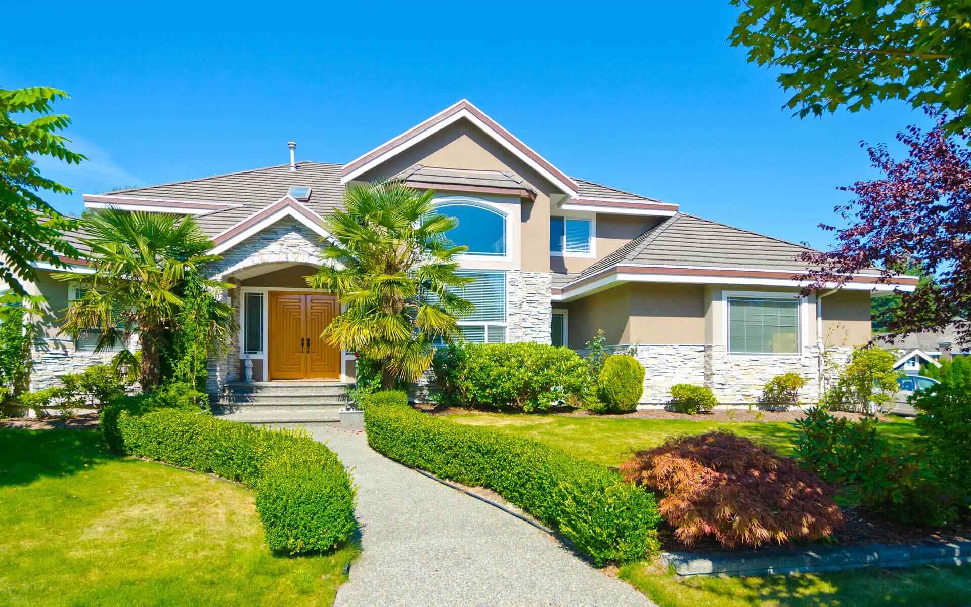 Modern house with minimalistic landscape